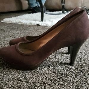 Chocolate Brown suede heels
